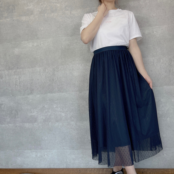 日本製 ドットチュールロングスカート 6枚目の画像