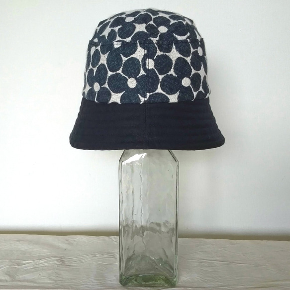 花柄刺繍生地を使った帽子☆サイズ調整可☆K-CLOCHE002☆ 5枚目の画像