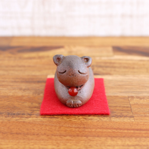 備前焼　招福　ねずみ　置物 備前焼 ねこ【陶器・置物・インテリア】 その他置物 備前焼 焼き