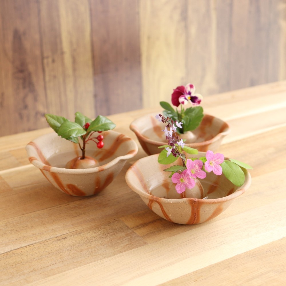 花器、備前焼風鉢。値下げ致します。 巻く