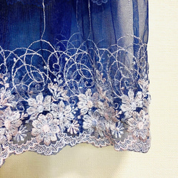 【値下しました！１点限り】とても涼しげで繊細な美しさのチュール総レースロングスカート★ブルー 2枚目の画像