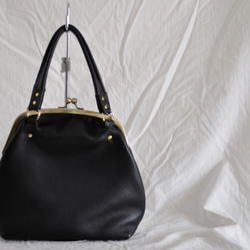 送料無料】北欧風こぎん刺しがま口ミニバッグ 本革持ち手付き