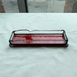 赤いペン皿　ステンドグラス 3枚目の画像