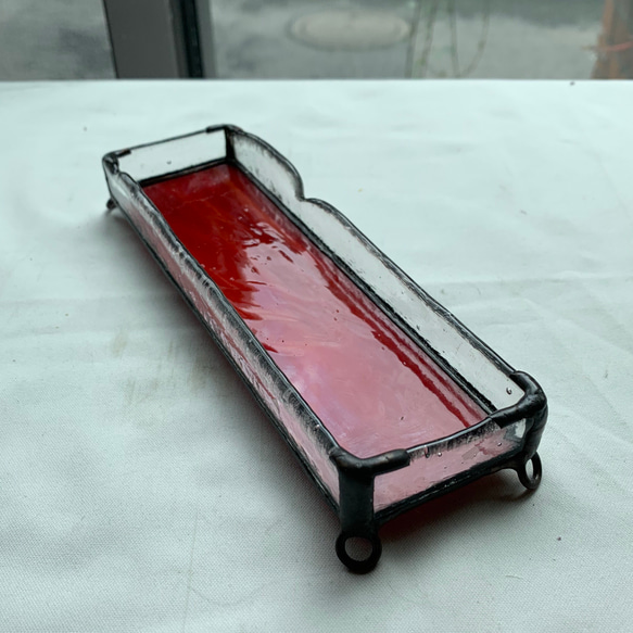 赤いペン皿　ステンドグラス 5枚目の画像