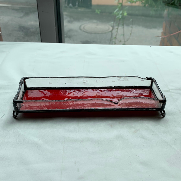 赤いペン皿　ステンドグラス 6枚目の画像
