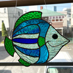 魚のサンキャッチャー　ステンドグラス　ブルー系 6枚目の画像