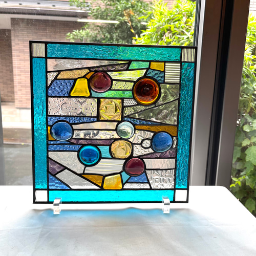 幾何学模様のパネル (4)ステンドグラス サンキャッチャー 陽だまり雑貨