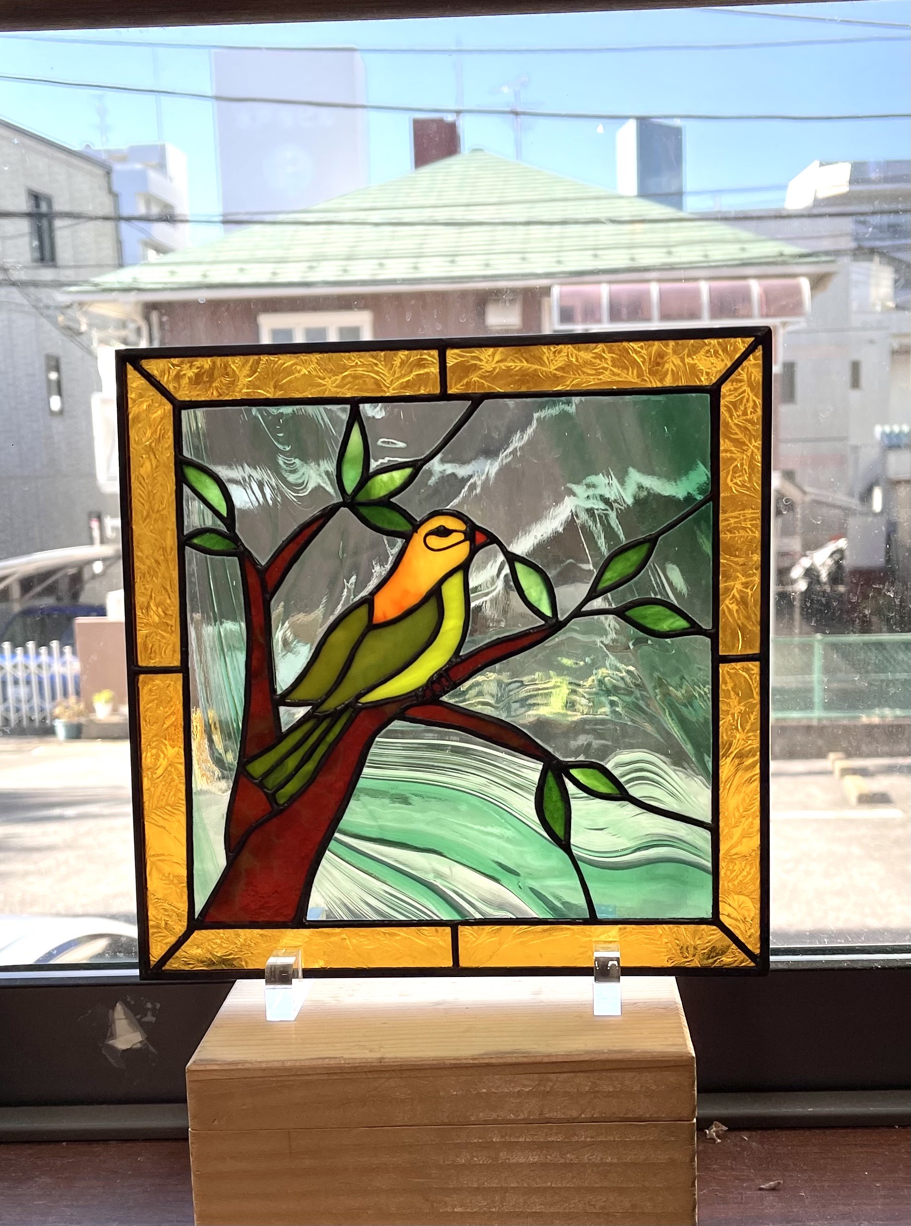 ステンドグラスパネル住宅用　小鳥の楽園(1482) imgrc0084569846.jpg