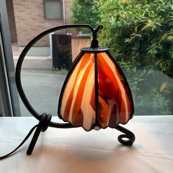 アンティークガラスのランプ　ステンドグラス 5枚目の画像