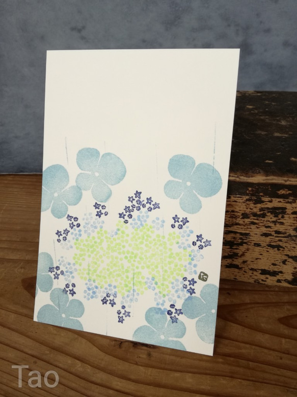 no.13『アジサイ』・季節の草花で彩る手捺し原画ポストカード（2枚入り） 3枚目の画像