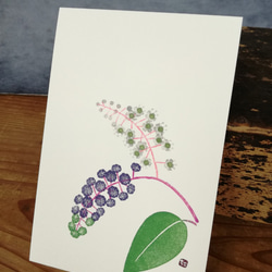 no.18『ヨウシュヤマゴボウ』・季節の草花で彩る手捺し原画ポストカード（2枚入り） 2枚目の画像