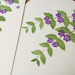 no.32『コムラサキ』・季節の草花で彩る手捺し原画ポストカード（2枚入り） 3枚目の画像
