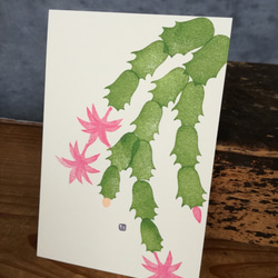 no.39『シャコバサボテン』・季節の草花で彩る手捺し原画ポストカード（2枚入り） 2枚目の画像