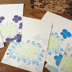 季節を彩る手捺し原画ポストカード・５枚セレクト＜青のセット＞ 4枚目の画像