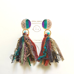 sale】2way*カラフルなエスニックのタッセルのピアス/イヤリング