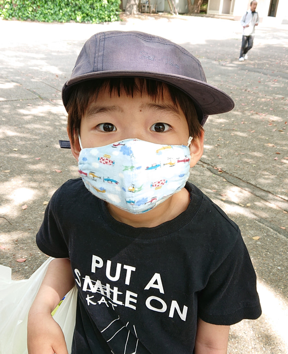 ✱夏マスク✨エバークール加工ダブルガーゼ使用✨こども用立体布マスク ꙳★*ﾟマトリョーシカ 3枚目の画像
