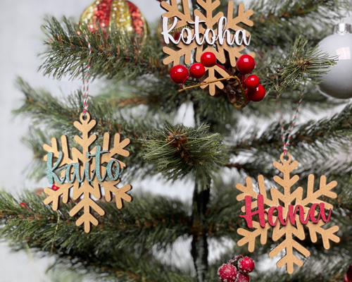 雪の結晶 名入れ クリスマスオーナメント 表札・ネームプレート PAPU