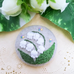 受注製作】手刺繍ブローチ・ヘアゴム《静の花》×アースブルー シルバー