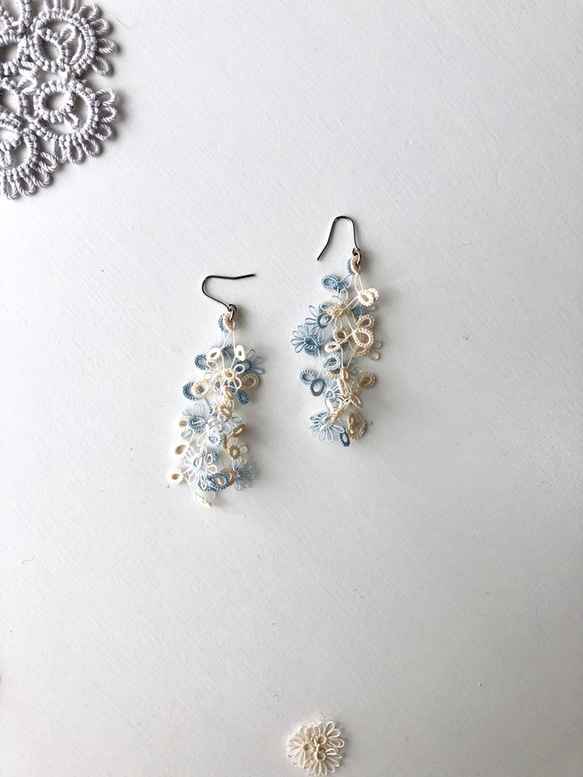 選べるお色＊タティングレース しずくピアス　イヤリング　　ノンホールピアス 5枚目の画像