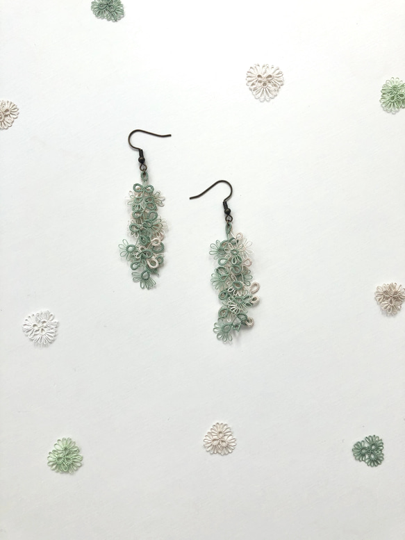 選べるお色＊タティングレース しずくピアス　イヤリング　　ノンホールピアス 6枚目の画像