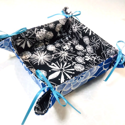 イグファブリック　大　牡丹(青)×ツートーンの花柄(黒×白) 5枚目の画像