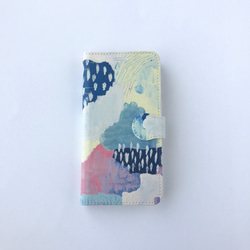 『雨を眺める』アクリル画からデザインした手帳型スマホケース 4枚目の画像