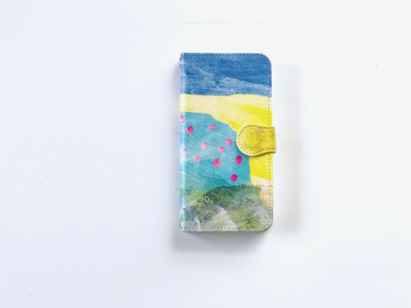 訂單生產smartphone case ，“藍黃卵石粉紅色”手帳式手機殼 第2張的照片