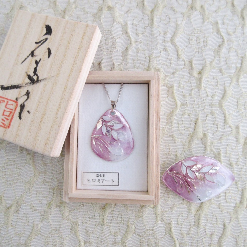 枝垂れ草ペンダント(桜色)|京七宝銀有線 枝垂れ草ペンダント(桜色)|京七宝銀有線