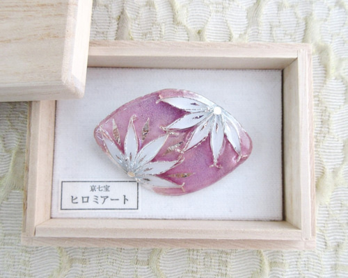 京七宝ブローチ★牡丹 華ブローチ（桜色）｜京七宝銀有線 ブローチ 京七宝ヒロミ・アート