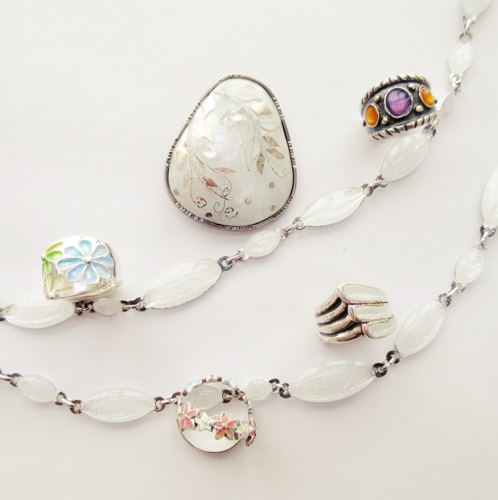 京七宝ネックレス（クリアホワイト）｜純銀製