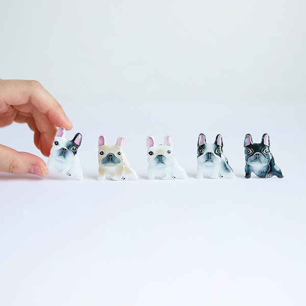 【再販】5色から選べる「フレンチブルドッグブローチ」京七宝銀有線仕上げ