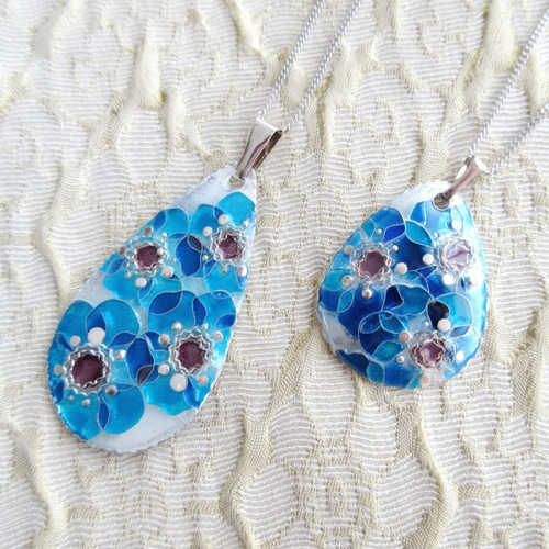 七宝焼き　アクセサリー　バッジ　ネックレス　ハンドメイド 0_99b0dec2ca1a5d6b4d01d45d6bf7
