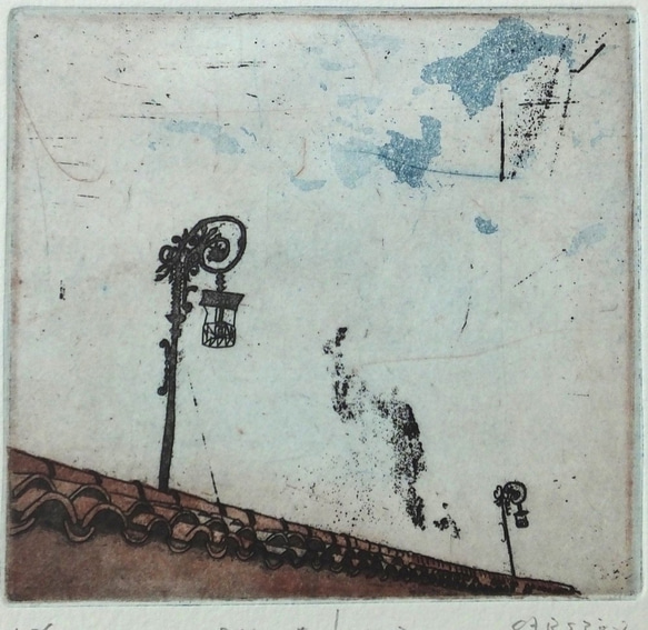 オリジナル銅版画　street lamp 2枚目の画像