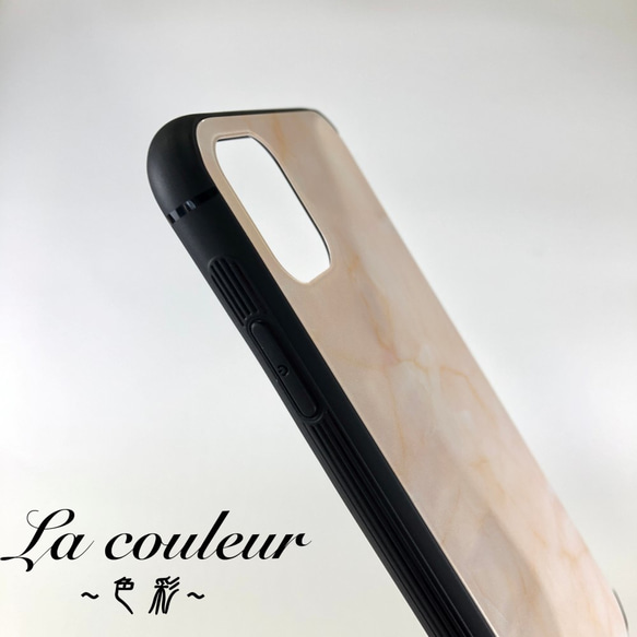 iPhoneケース La couleur marble　（抗菌加工済） 大理石 スマホケース マーブル 背面ガラス 3枚目の画像