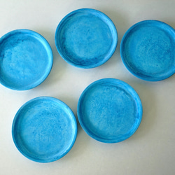 涼しげなソーダブルーの植木鉢　リム型ポットL＋トレイ 爽やかブルーインテリア 3枚目の画像