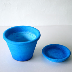 青の中の青　ブルーブルー　青い植木鉢　ポットS＋トレイ　blue blue flower pot　青いインテリア 3枚目の画像