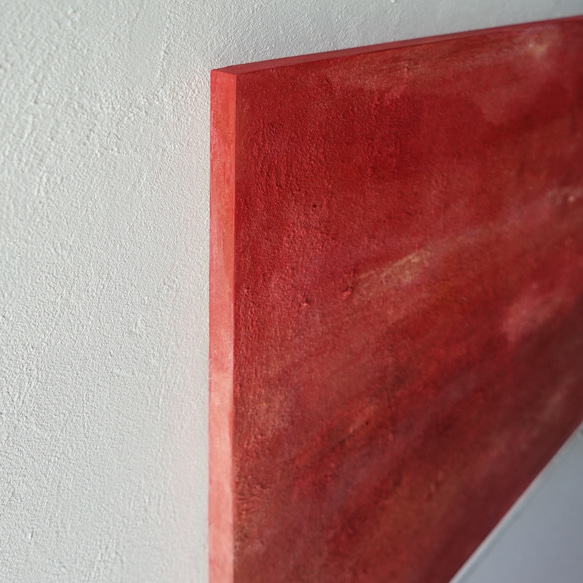 深まる秋を想わせる深く赤い壁　インテリアアート（Autumn Red #530031）珪藻土＋アクリル絵具　原画 3枚目の画像