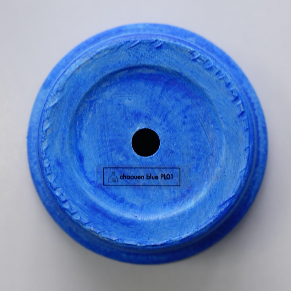 シャウエンブルー青い植木鉢　プリン型ポットL＋トレイ　chaouen blue flower pot 4枚目の画像