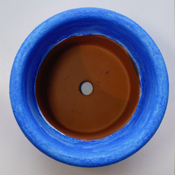 シャウエンブルー青い植木鉢　プリン型ポットL＋トレイ　chaouen blue flower pot 5枚目の画像