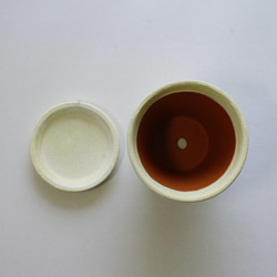 クリームホワイトの植木鉢　リム型ポットM＋トレイ cream white flower pot 6枚目の画像