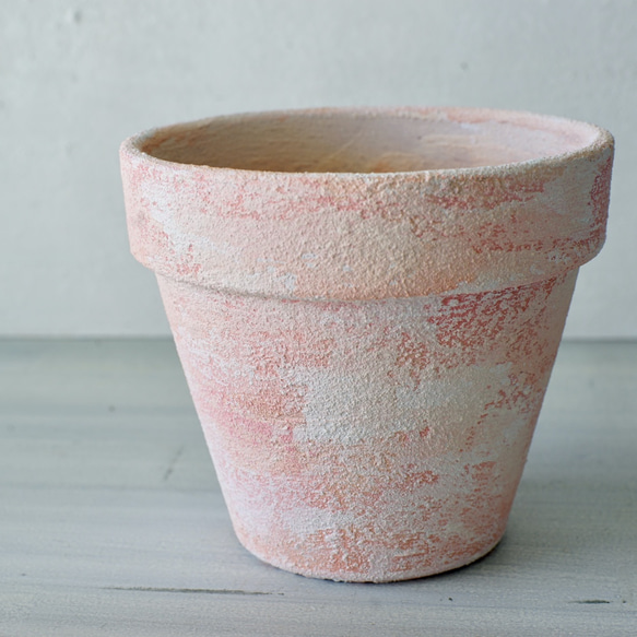 砂糖菓子のようなシュガーピンクの植木鉢　リム型ポットM＋トレイ　sugar pink fower pot 3枚目の画像