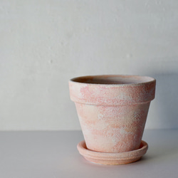 砂糖菓子のようなシュガーピンクの植木鉢　リム型ポットM＋トレイ　sugar pink fower pot 8枚目の画像