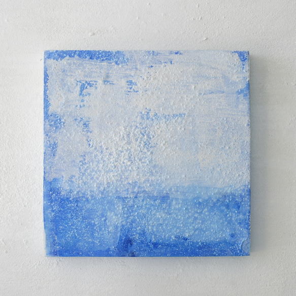 Ice blue 爽やかなアイスブルーの小さなインテリアアートパネル　青い絵シリーズ 1枚目の画像