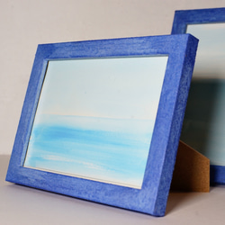 ざらつきのあるスモークブルーのフォトフレーム　写真立て　ポストカードサイズSmoke blue ペイントフレーム 6枚目の画像