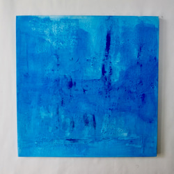 静かな青い世界へ誘うインテリアアート（Deep water #5300）アクリル水彩画　木製パネル　原画 1枚目の画像