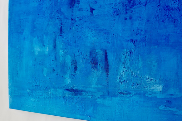 静かな青い世界へ誘うインテリアアート（Deep water #5300）アクリル水彩画　木製パネル　原画 4枚目の画像