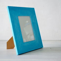 アクアブルーのフォトフレーム　写真立て　ポストカードサイズ aqua blue ペイントフレーム 1枚目の画像