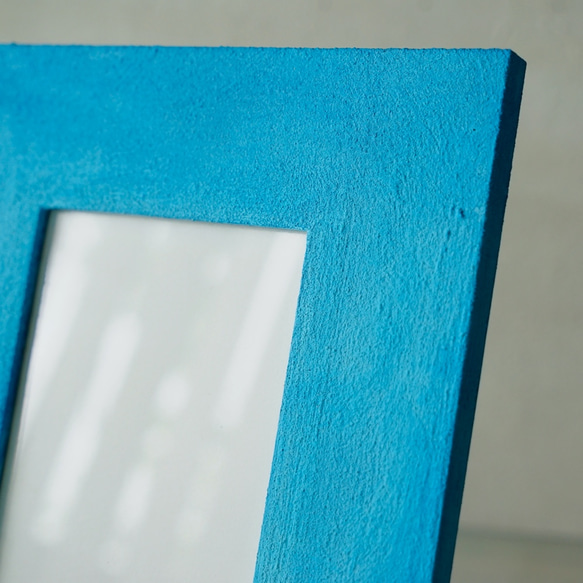 アクアブルーのフォトフレーム　写真立て　ポストカードサイズ aqua blue ペイントフレーム 3枚目の画像