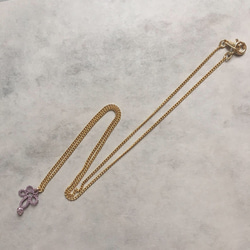 【 Violet I / lilac 】シルク手縫い糸製タティングレースのネックレス 2枚目の画像