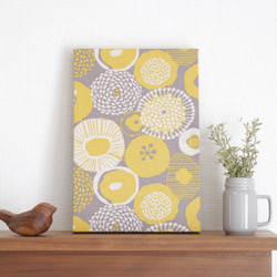 20×20cmちいさなファブリックパネル［ フラワーサークル ］サックス